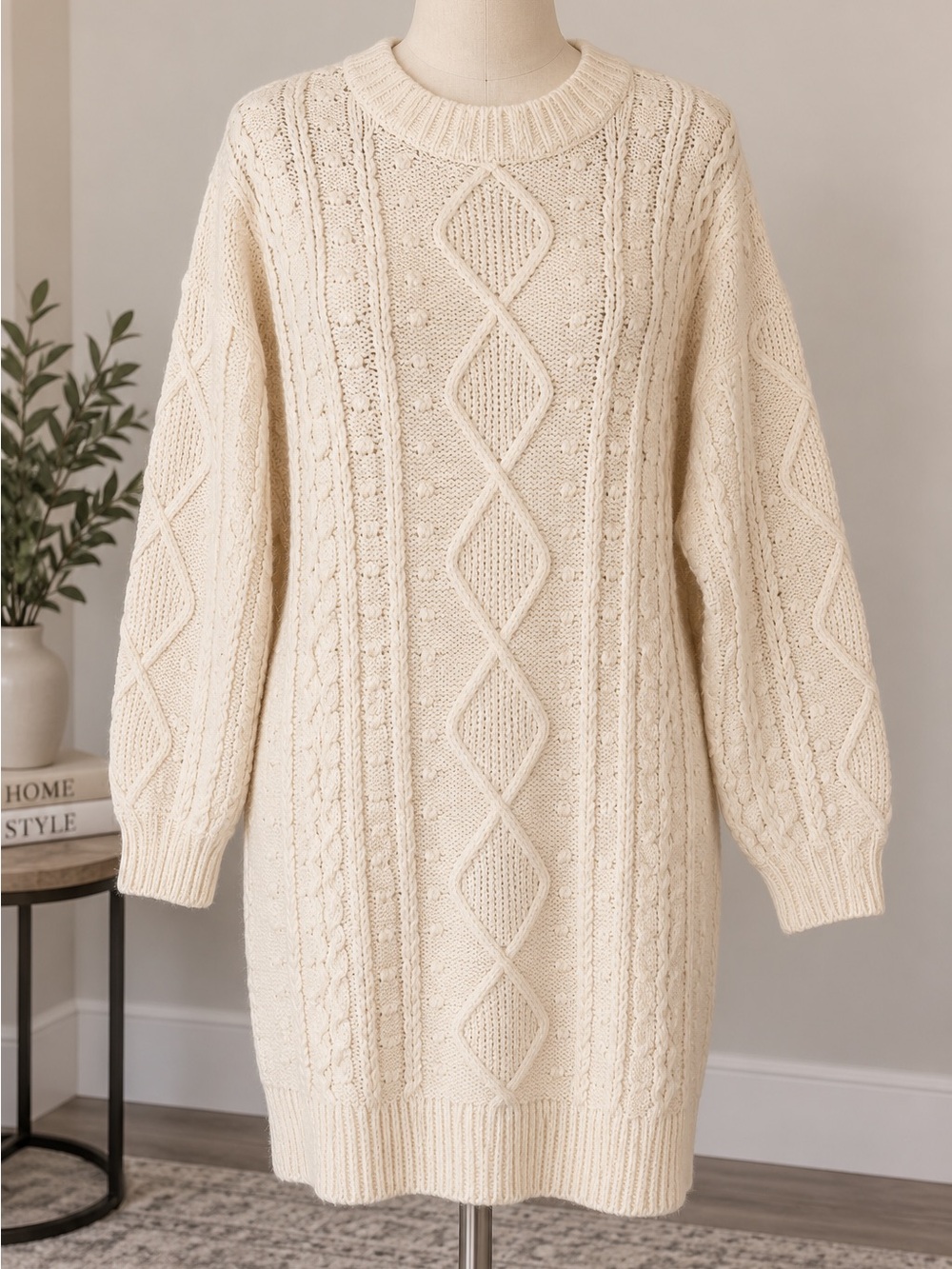 American Eagle Cream Cable Knit Sweater Dress - Unbranded